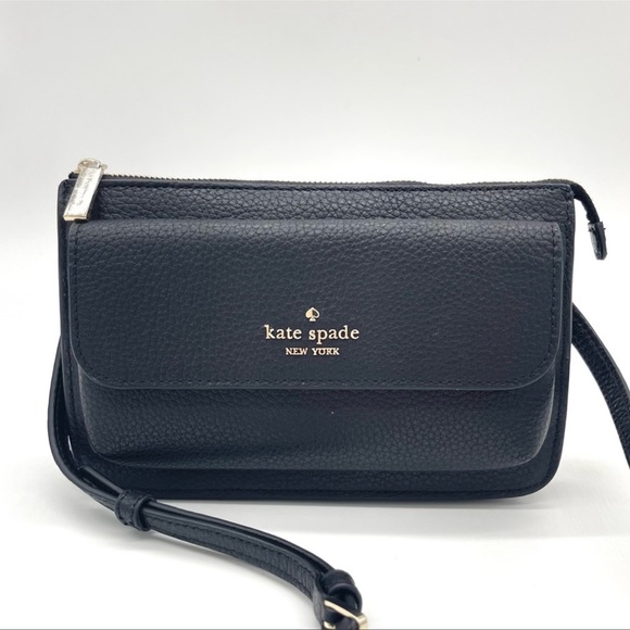 Kate Spade Leila Pebbled Leather Small Flap Crossbody Bag Black - Picture 2 of 10